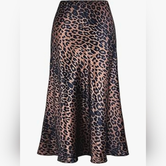 Satin High Waist Hidden Elasticized Waistband Flared A Line Skirt #838 - Picture 2 of 12